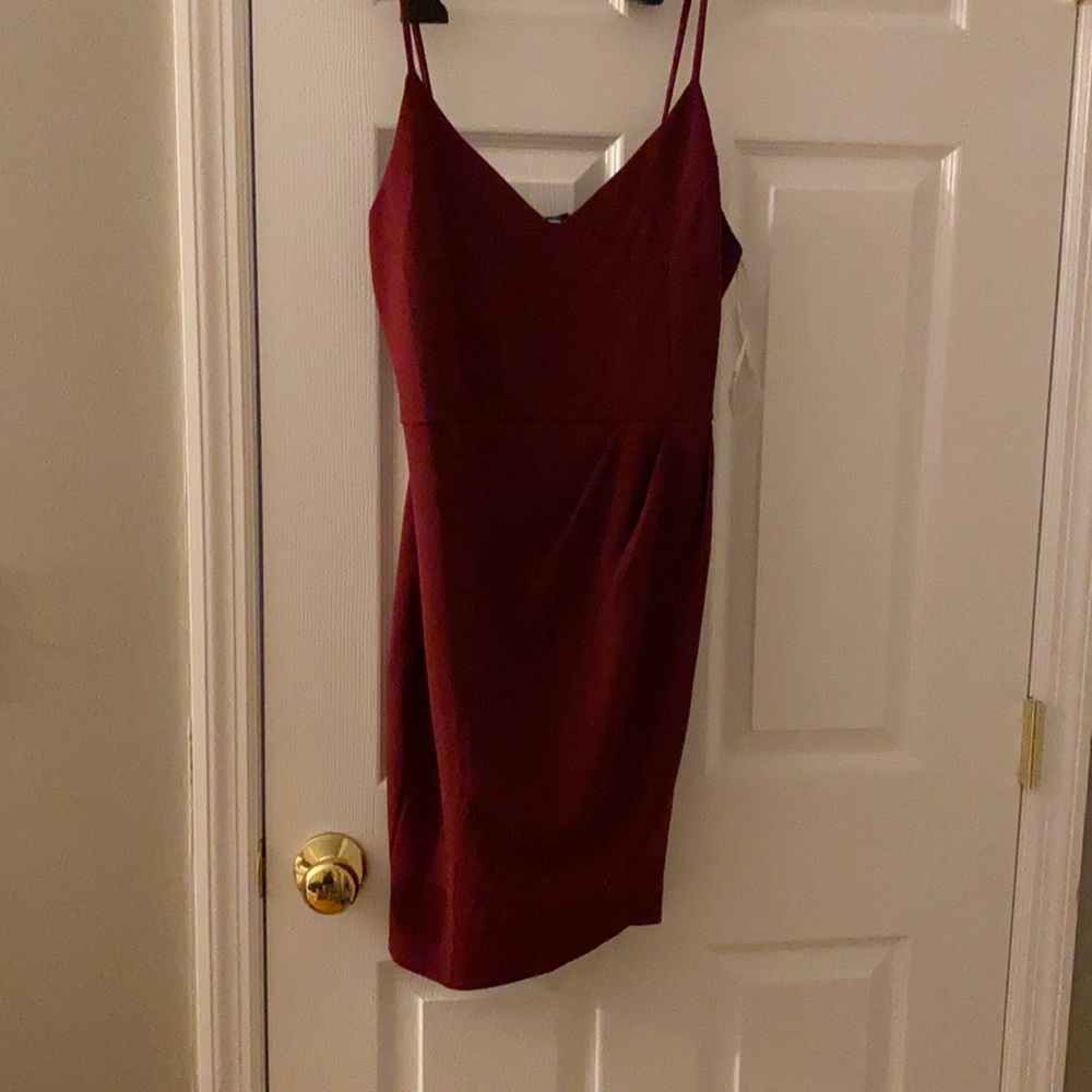 Lulu's Burgundy Spaghetti Strap Sheath Dress